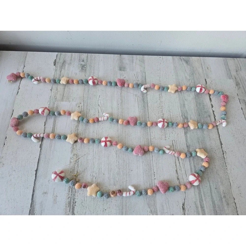 Vintage sugared candy Garland hearts candy cane striped pastel Xmas tree unique